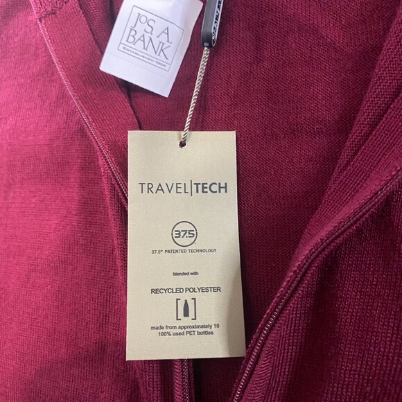 NWT Jos. A. Bank Traveler Merino Wool Blend Full Zip Sweater Mens XL Maroon Red - Picture 5 of 10